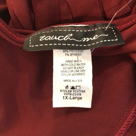 Touch Me burgundy red tassel  shirt 3/4 sleeves back closure SZ 1X - Picture 10 of 11
